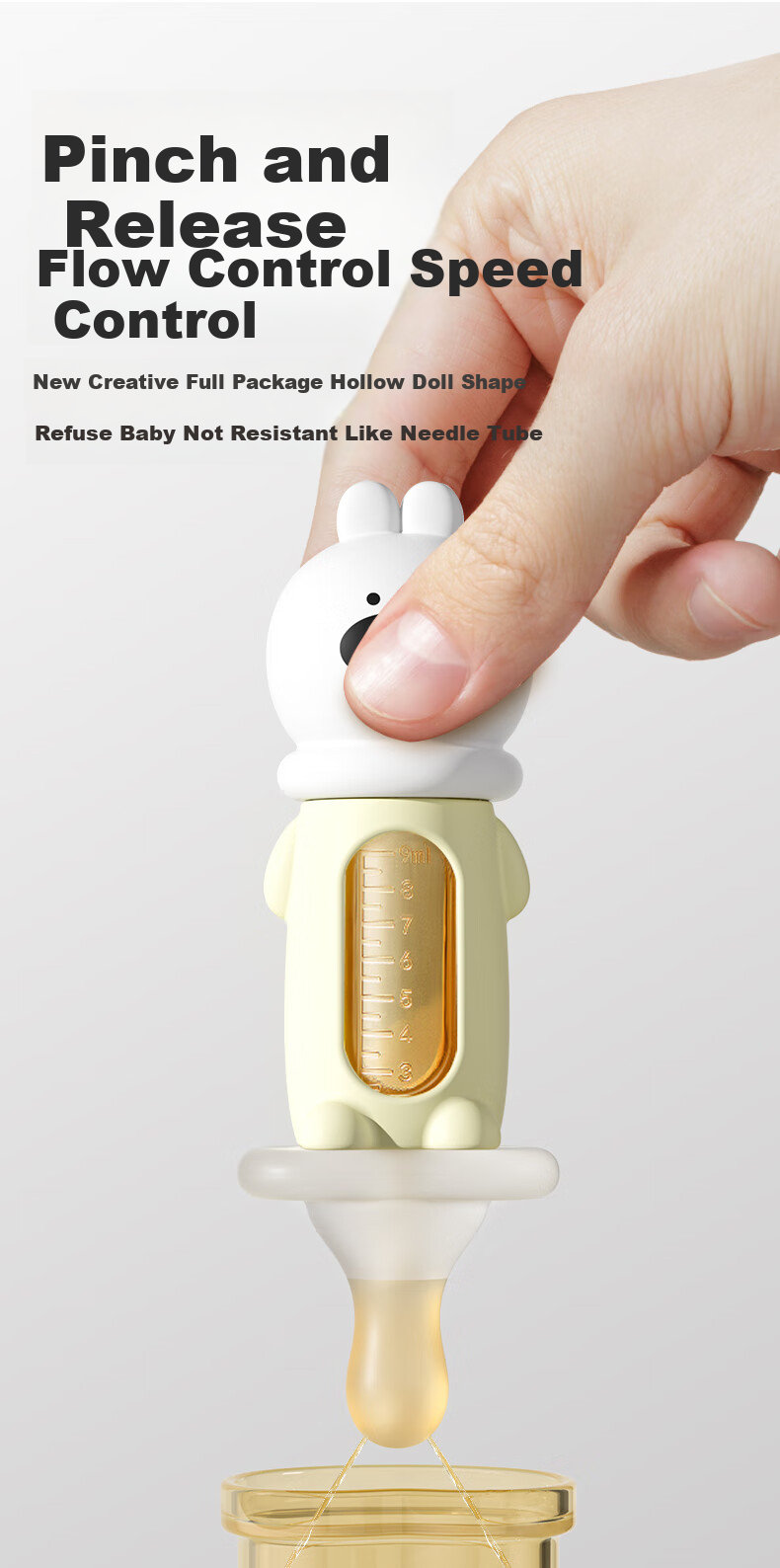 Beedoll Baby Medicine Feeding Device, Anti-Choking Liquid Dispenser, Water Drinking Bottle with Nipple for Medication, Portable Rabbit-Shaped Desig 3