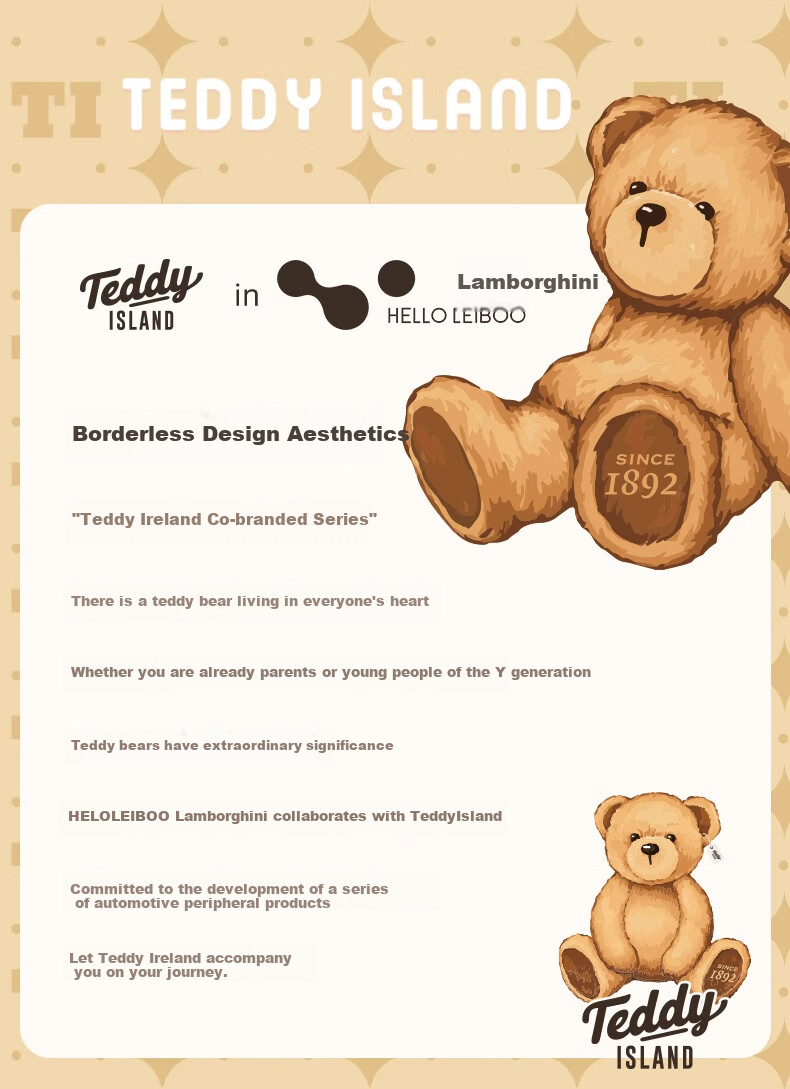 HELLOLEIBOO [Teddy Love Lan Collaboration] Car Lumbar Support Cushion, Seat Backrest Pad, Neck Pillow for In-Car Use 2
