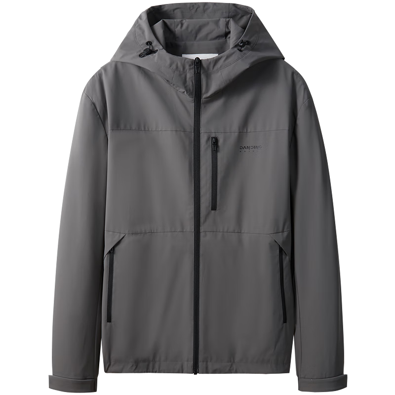 DANCING WOLVES [Sanfang Technology] Outdoor Hooded Jacket, Camping Mountaineering Coat for Men, 003 Medium Gray, 2XL(185)