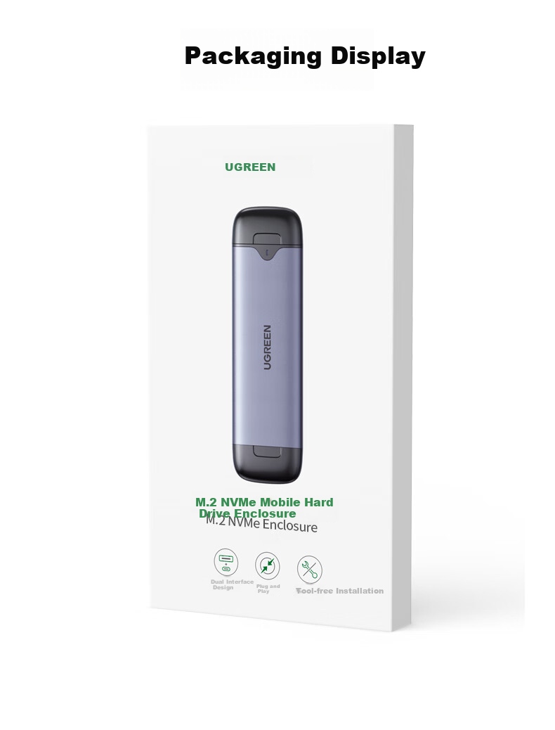 UGREEN M.2 NVMe Protocol SSD Enclosure, Type-C/USB3.2 Direct Plug-In Portable Hard Drive Enclosure, Compatible with Laptops, IPhone 17, External SSD Hard Drive Enclosure 29