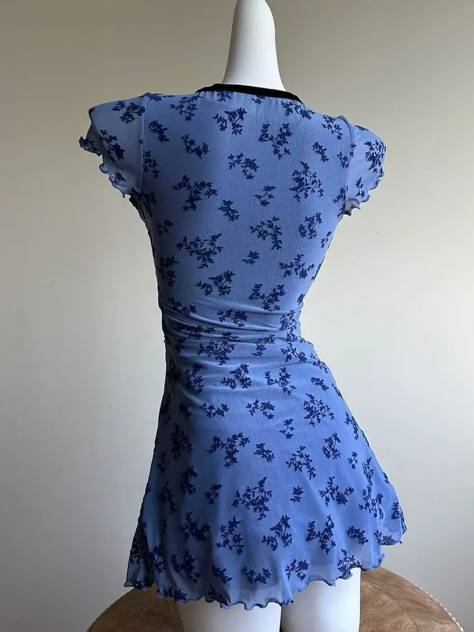 OMOM Floral Print Two-Piece Skirted Slimming Plus Size Swimwear Blue L 7