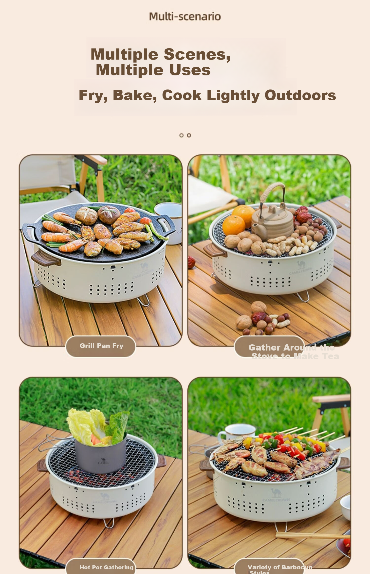 CAMELJEANS Tea Brewing And Grilling Plate, Korean-Style Barbecue Grill, Outdoor Portable Non-Stick Pan for Camping Stove, 174BJ35743 16