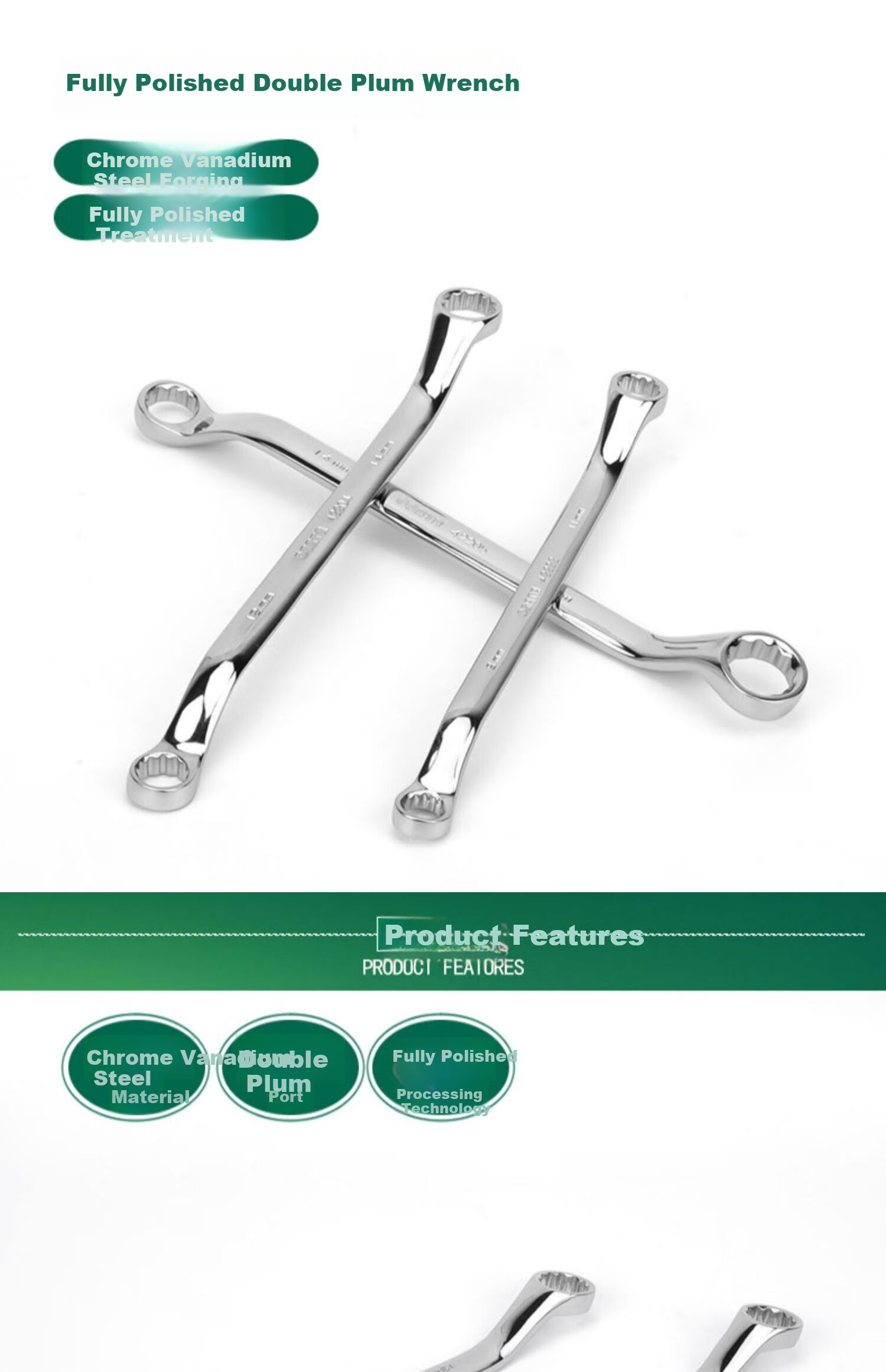 SATA Fully Polished Double-Ended Star Wrench, Automotive Repair Double Star Wrench Tool, 22x24mm, 42209 1