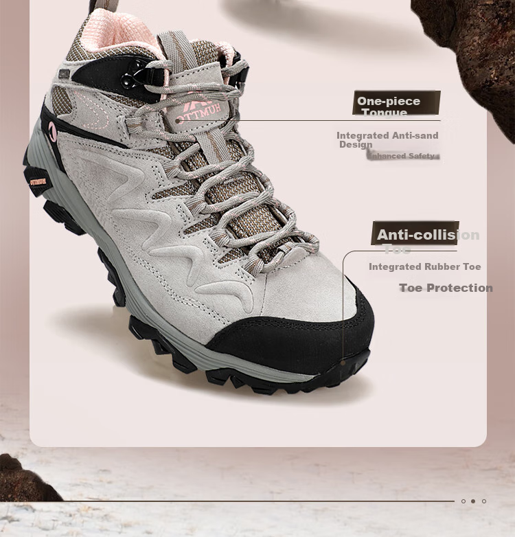 HUMTTO Non-Slip Hiking Shoes for Women, Comfortable Shock-Absorbing Outdoor Trekking Shoes, Fleece-Lined Warm Cotton Shoes, Beige Regular Size 38 3