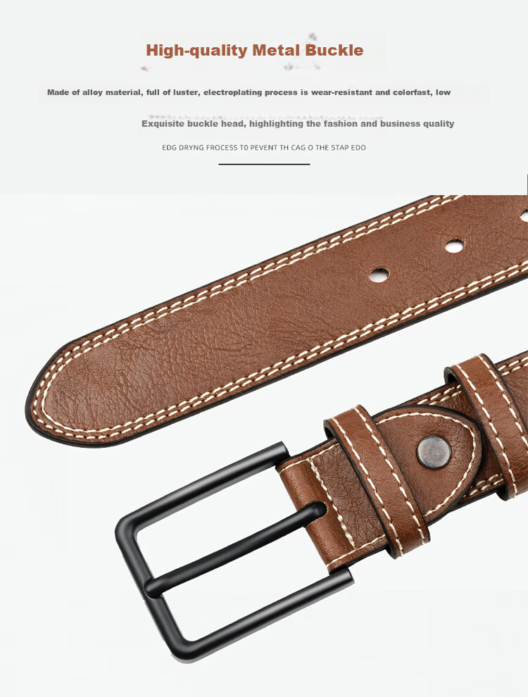HALFEEL Men's Leather Belt Pin Buckle Waistband, Versatile Denim Trouser Belt for Young And Middle-Aged Men, Military Training Pants Belt, Business Wear-Resistant Durable Gift 8