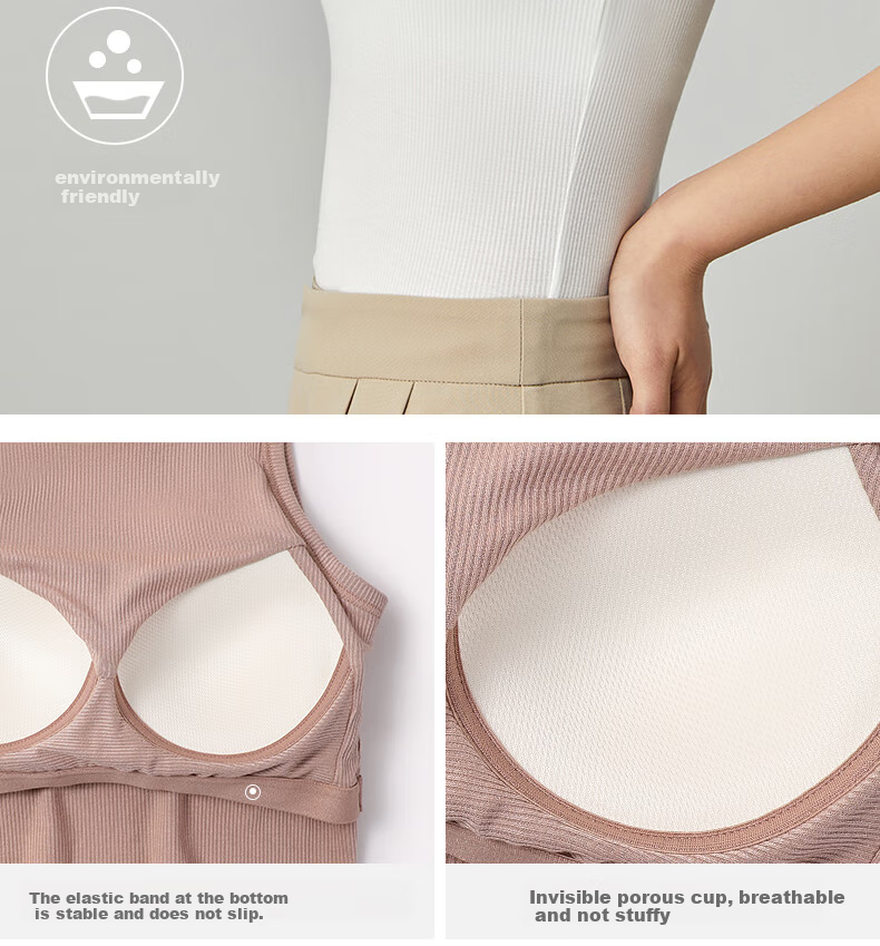 TINGE White Camisole Tank Top for Women, Thin Style with Built-In Bra Pads, Inner Wear Or Outer Wear Top 5