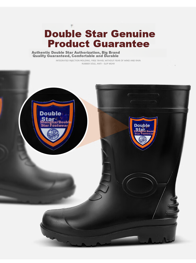 Warrior Rain Boots for Men, Waterproof Outdoor Shoes, Durable Rubber Boots for Rainy Days, Non-Slip Rain Boots, Overshoes HL8O9 Black High-Top Size 44 2