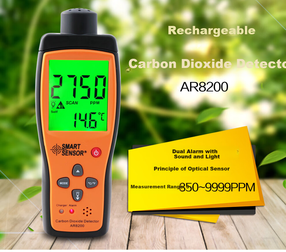 Xima AR8200 Carbon Dioxide Detector, CO2 Alarm, Handheld Gas Detector, Sound And Light Alarm 1