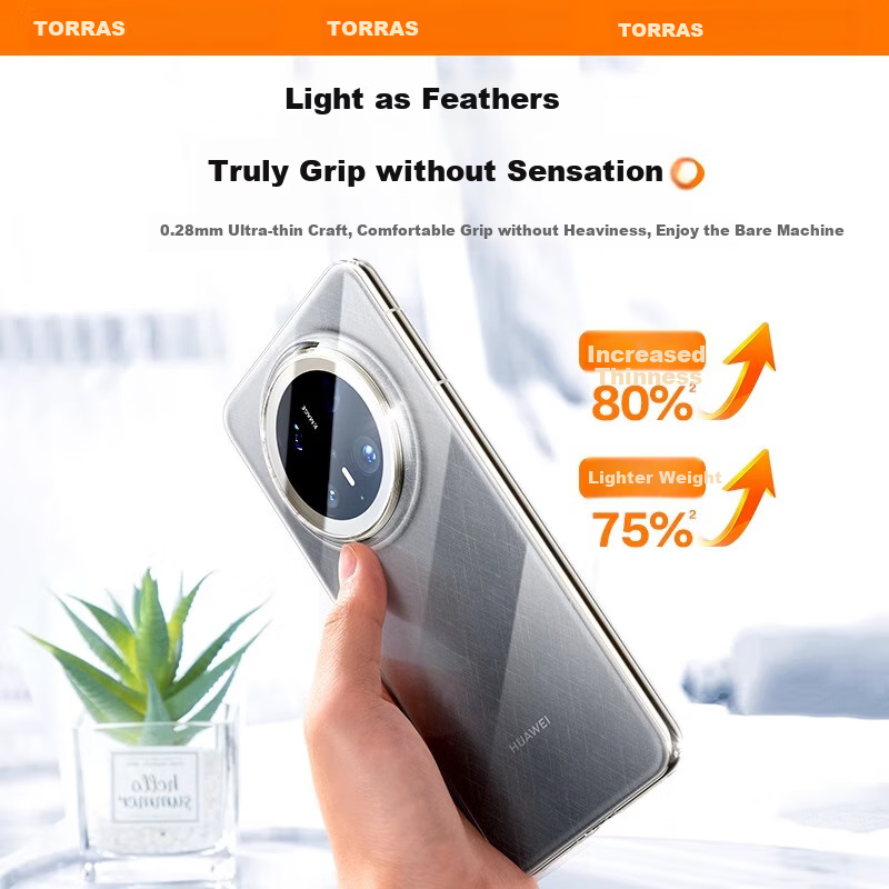 TORRAS Чехол для Huawei Mate70 Pro, прозрачный, ультратонкий, противоударный