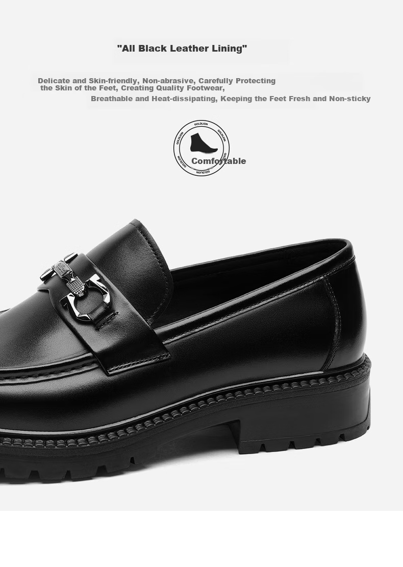 Goldlion Men's Loafers, Stylish Leather Shoes, Comfortable Slip-On Business Casual Shoes G550330512AAA Black Size 41 4
