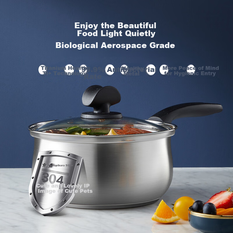 Кастрюля COOKER KING из нержавеющей стали 304, 16 см, без покрытия, для супа, лапши, детского питания