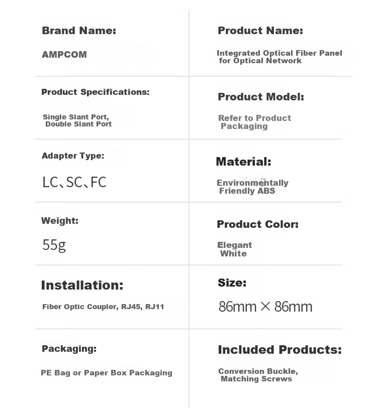 AMPCOM Fiber Optic Socket Panel, Dual-Port 86-Type Telecom-Grade SC Single-Mode Fiber Optic Patch Cable Pigtail Coupler Flange Interface Wall Socket, AM86SC02 17