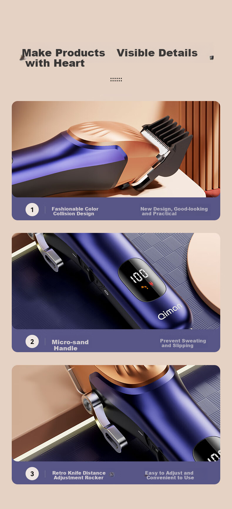 Qiman Pet Hair Clipper, Dog Grooming Tool, Pet Trimmer, Golden Retriever Hair Trimmer, Large Dog Hair Clipper, Electric Trimmer for Pet Shops [With Pet Comb Included] 12