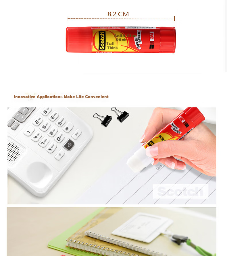 3M Glue Stick, Solid Glue/solid Glue Stick/solid Glue Water, Siga PVP Office Supplies, Purple Color-Changing Glue Stick, 1 Piece, 6115 2