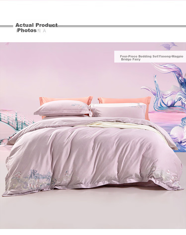 FUANNA Pure Cotton Bedding Set of Four Pieces, 100s Long-Staple Cotton Set Class A Bed Sheet Duvet Cover, Single/double Size 203*229cm 8
