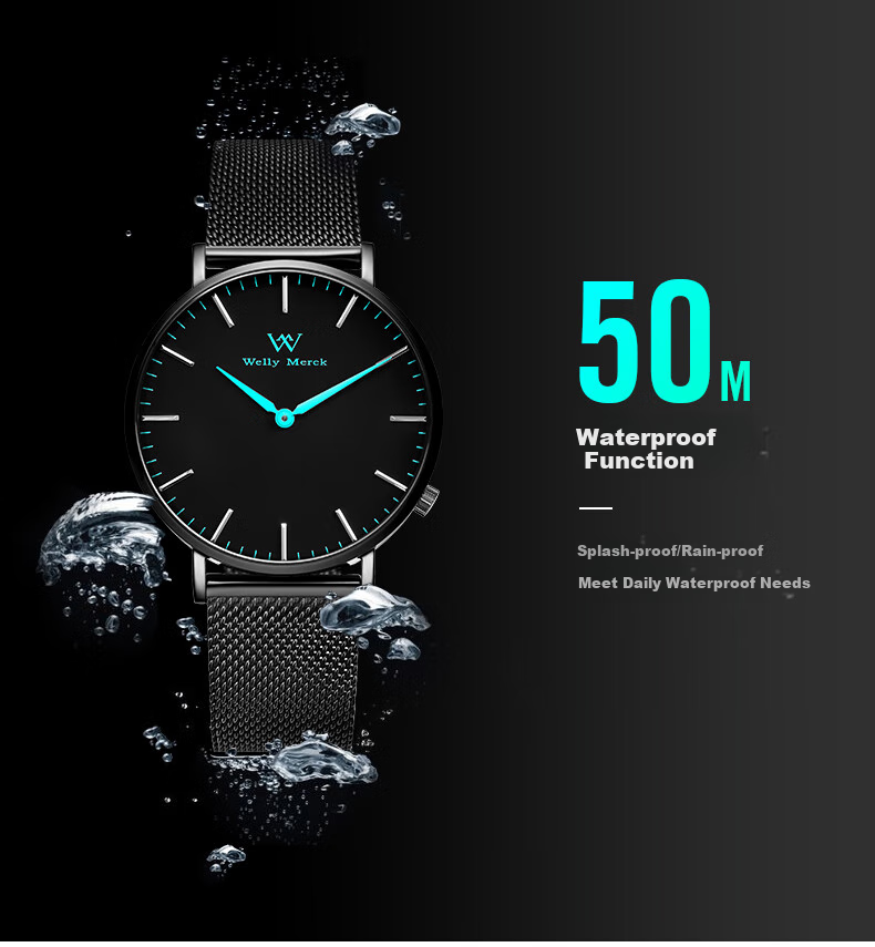 Welly Merck Swiss Watch, Business Quartz Men's Watch, Waterproof Birthday Gift 15