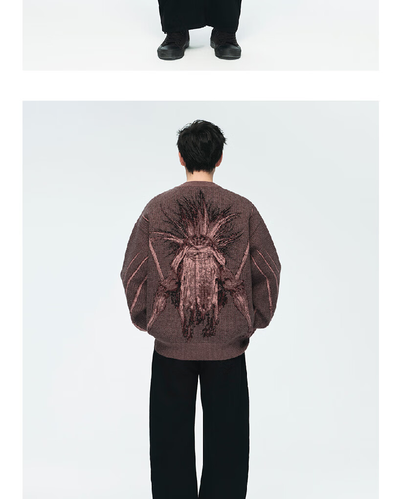 Black Myth Yaksha King Sweater Red L Size Black Myth Wukong Official Merchandise Unisex Jacquard Drop Shoulder Loose Fit Crew Neck Pullover Knitwear 7