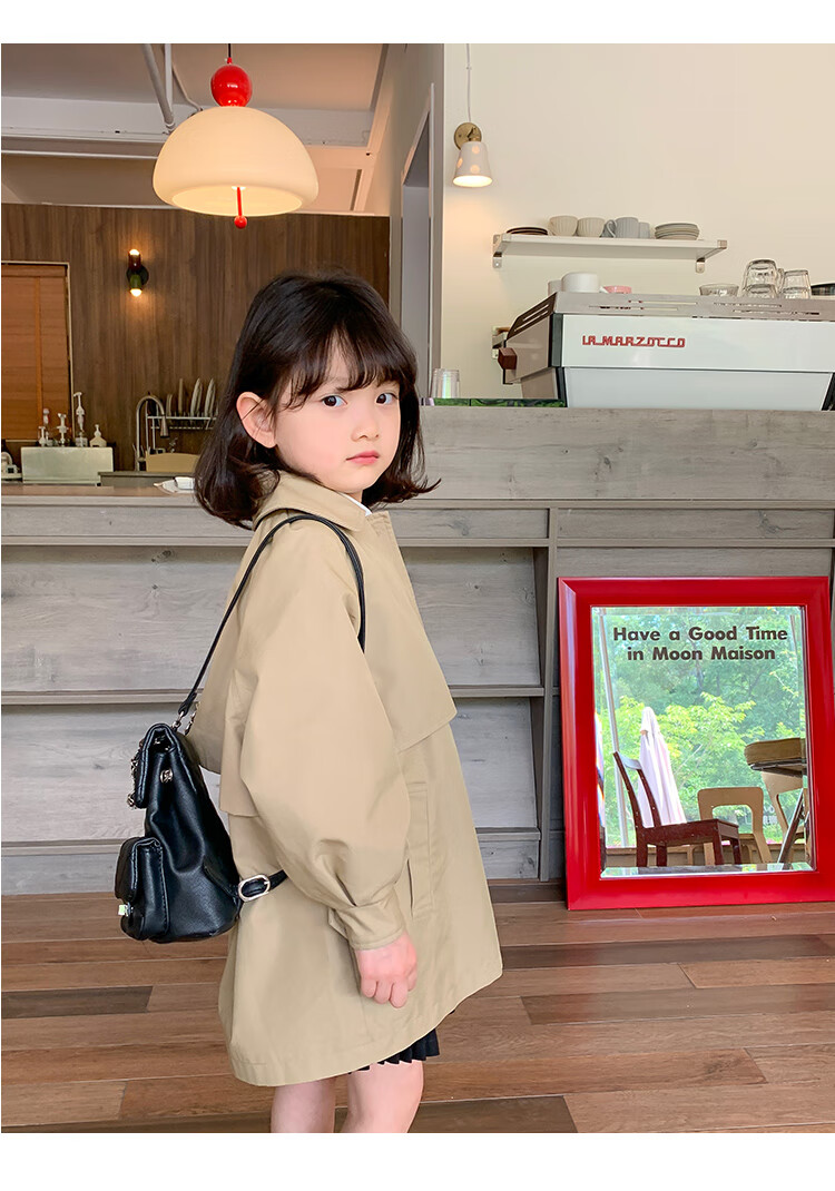 Budinghalu Girls' Jacket, Spring And Autumn Style, Children's Fashionable Versatile Windbreaker, Mid-Length, for Older Children, Casual Korean-Style Top, Trendy 10