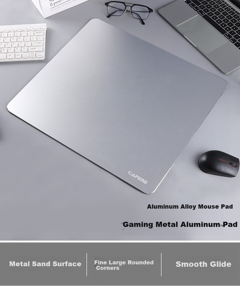 CAPERE Waterproof Metal Aluminum Gaming Mouse Pad, Smooth And Wear-Resistant, E-Sports Simple Non-Slip Gaming Metal Aluminum Pad [Medium Size] 450x400x4mm 1