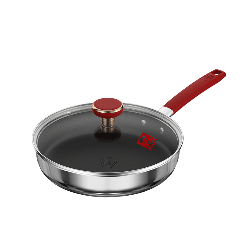 KBH Non-Stick Frying Pan, PTFE-Free Bionic Pan, Stainless Steel Household Steak And Egg Pan, Compatible with Induction Cookers, 28cm