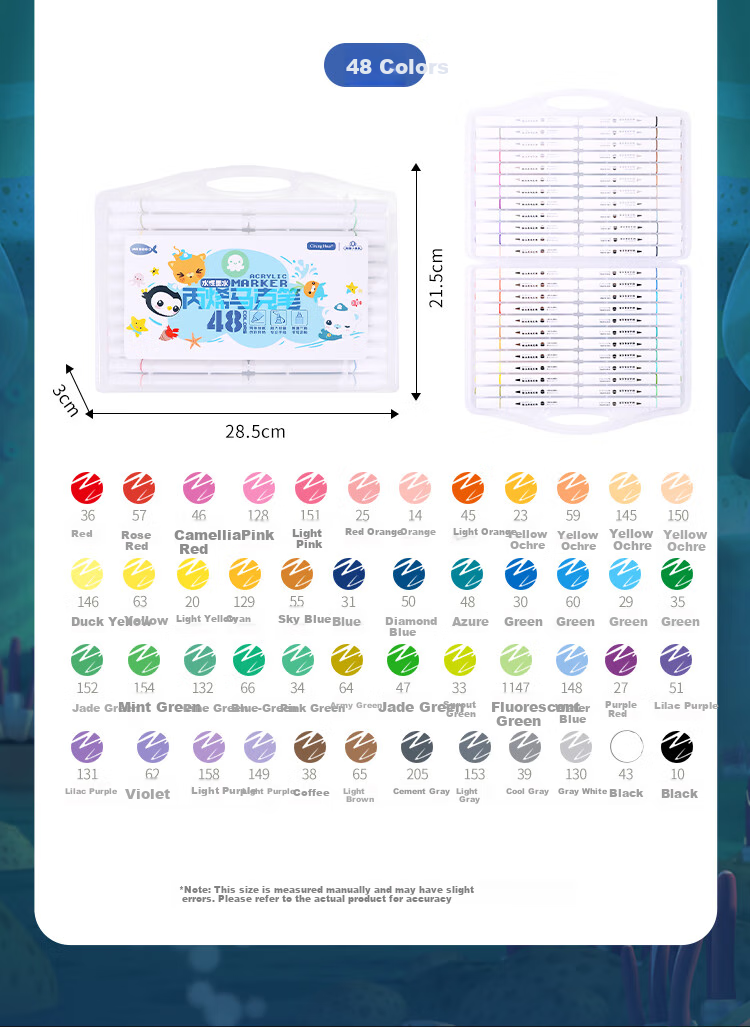 Zhonghua Xhai Diao Xiao Zongdu 36-Color Triangular Handle Single-Tip Water-Based Acrylic Markers, Waterproof Children's Hand-Drawing Graffiti DIY Painting Shoe Coloring Complete Set, Children's Day Gift MA0003 12