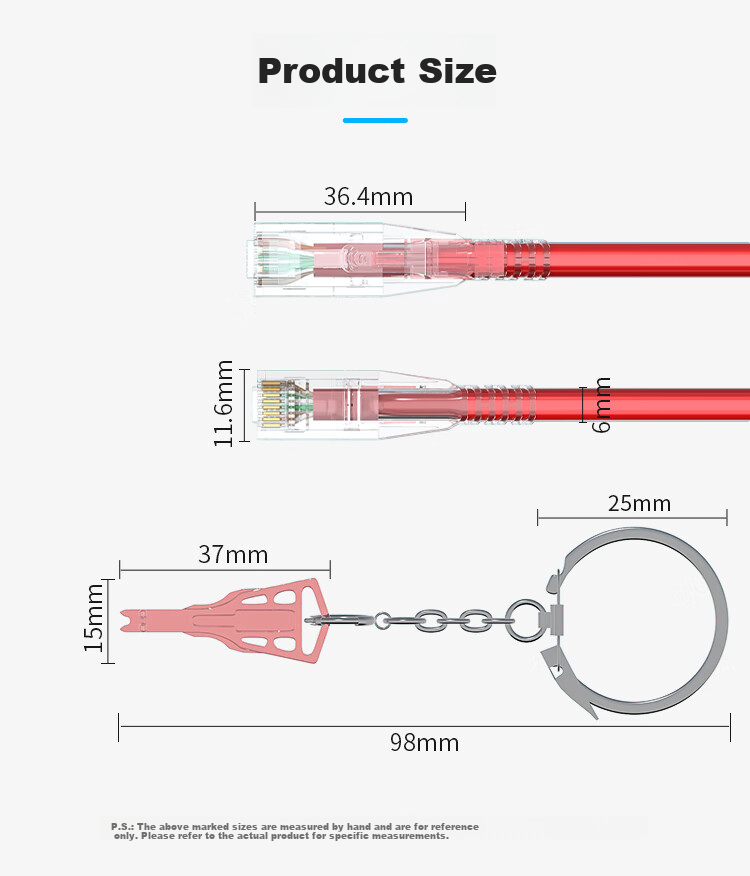 HAILE, Category 6 Unshielded Twisted Pair Cable with Locking Jumper, HT-515 Red, Red, 2 Meters 10