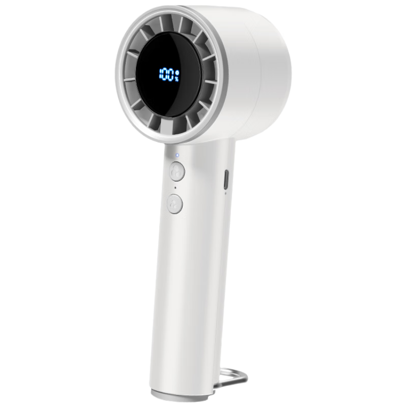 Yueke USB Handheld Mini Fan, High-Speed Air Blaster, Outdoor Portable USB Rechargeable Small Fan, Office Dormitory Powerful Fan [Digital Display Model, White]