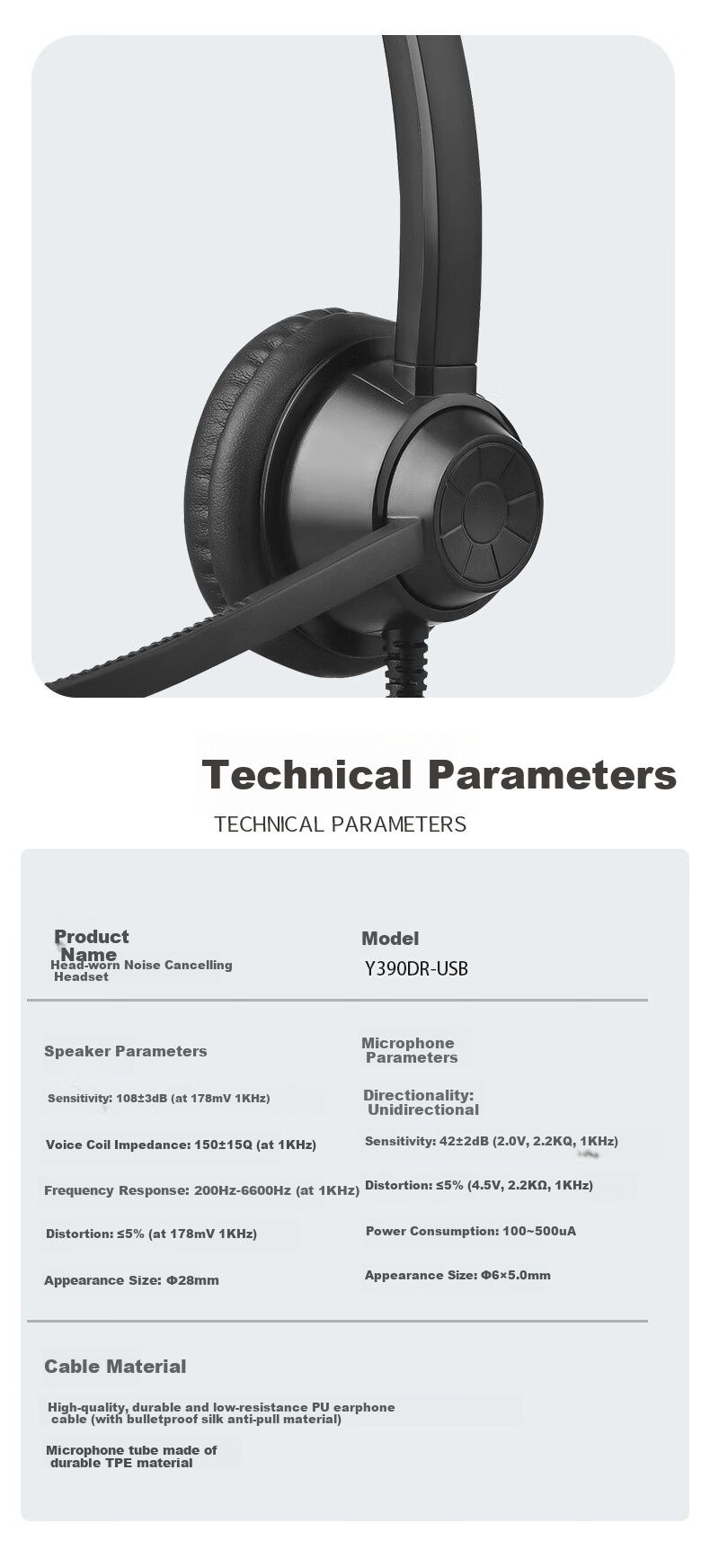 Yijiatong Upgraded Dual-Ear Headset Y390DR with USB Interface, Customer Service Headphones/Noise-Cancelling Headphones/Sales Telemarketing Headset/Business/Education, Including Equalization And Mute Functio 13