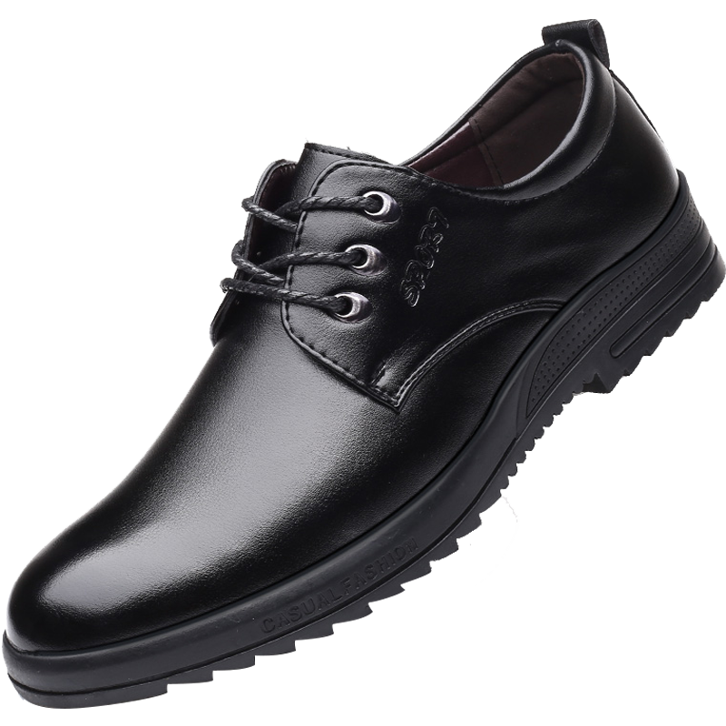 BEIOUTU Men's Business Casual Leather Shoes, Formal Comfortable Low-Top Lace-Up British Style Men's Shoes, 581 Black, Size 44