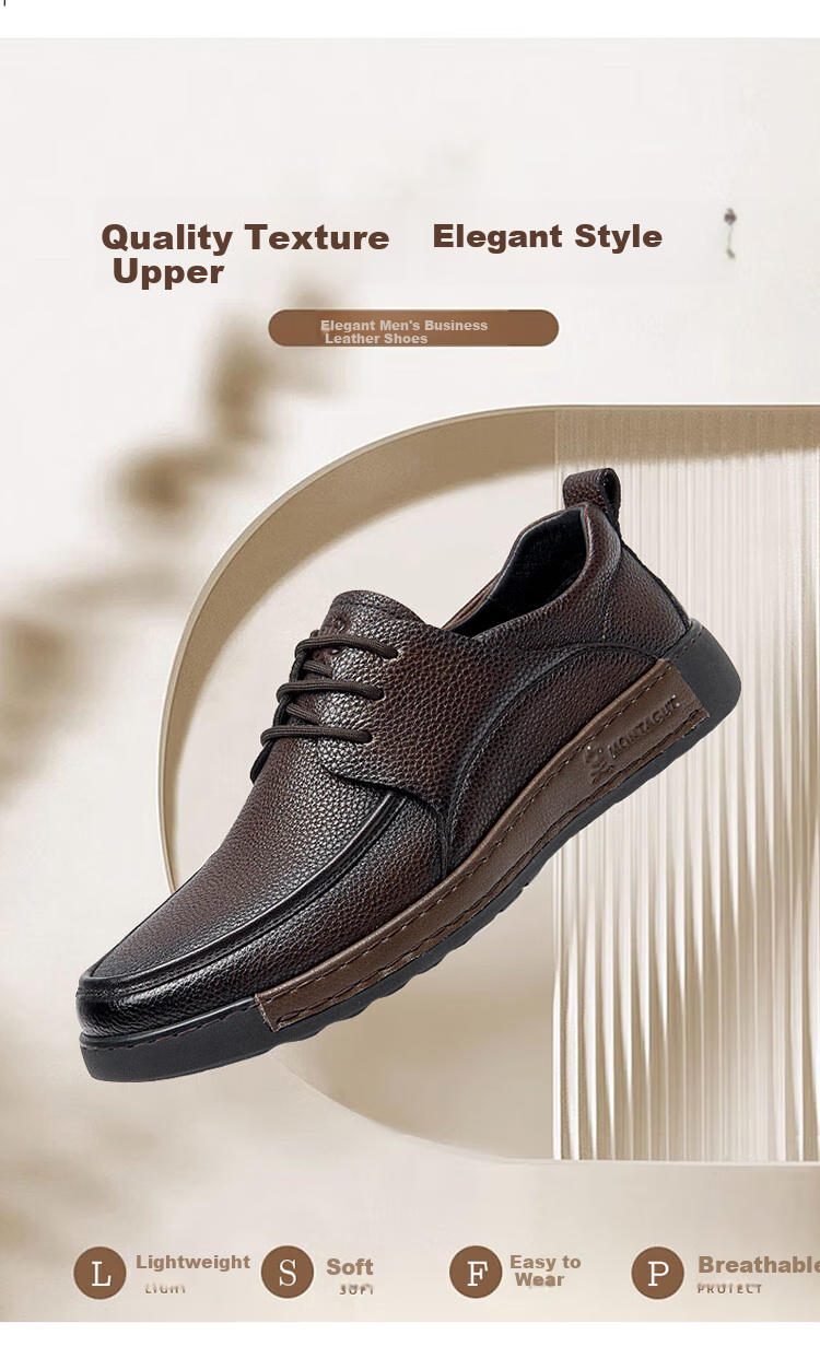 MONTAGUT Men's Leather Shoes, 2026 New Style British Light Luxury Business Casual Shoes, Top-Grain Cowhide Soft Sole Breathable Summer Footwear for Me 3