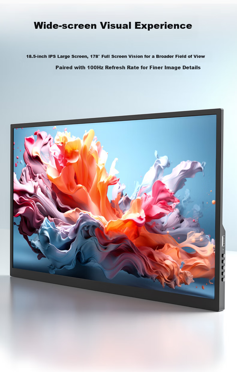 Eimio Portable Monitor, 18.5-Inch [100Hz High Refresh Rate], Display HDR, Computer Laptop Extension Screen, Switch/PS4/5 Mobile External Full-Screen E18U 3