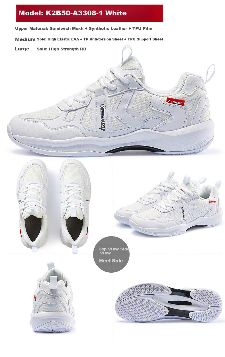 KAWASAKI Badminton Shoes Retro Style for Men And Women, Non-Slip Wear-Resistant Professional Sports Shoes A3308 Chanshi Gray 35 15