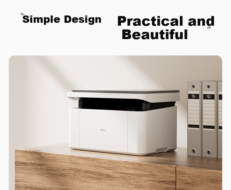 Deli P1020W AI Printer, Black And White Home Office Printer, A4 Student Home Family Error Correction Homework Compatible with Mobile Phones, Wireless Laser Printer, AI Learning 25