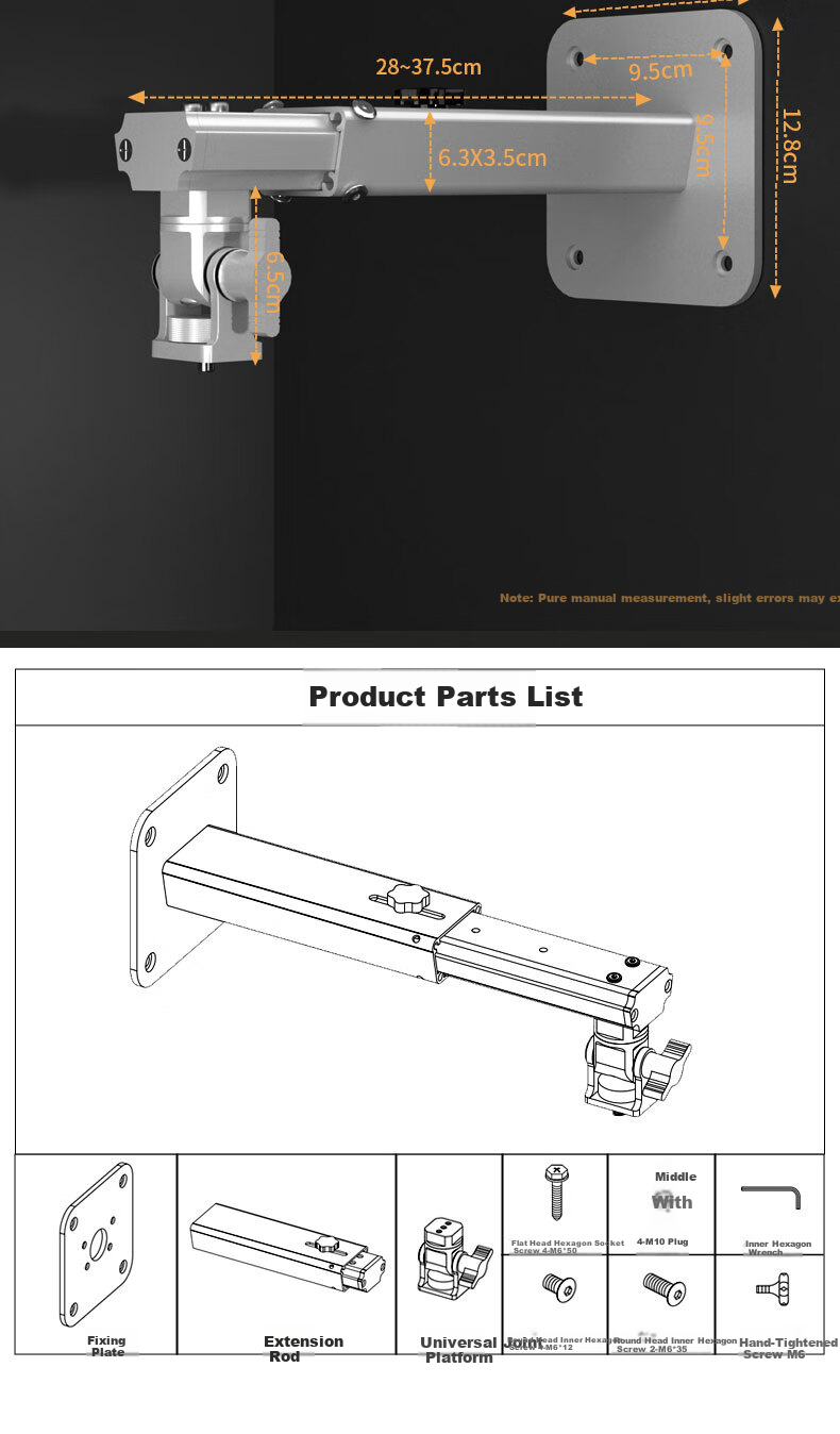 CINE Projector Wall Mount Bracket Bedside Hanging Wall Stand Suitable for XGIMI RS20, H6, Dangbei D7X, Hisense M2, Jmgo N1S, Big Eye Orange Projectors Wall Mount PH36 Silver 9