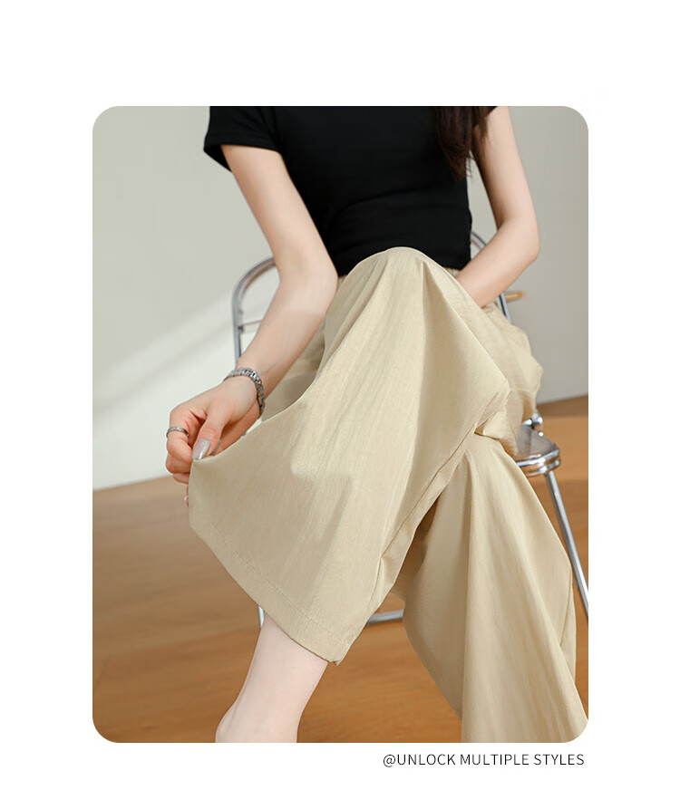 Jeanswest Casual Pants for Women, Summer Trendy Loose-Fitting Draping Solid Color Versatile Yamamoto Wide-Leg Pants, Pink, Size L 16