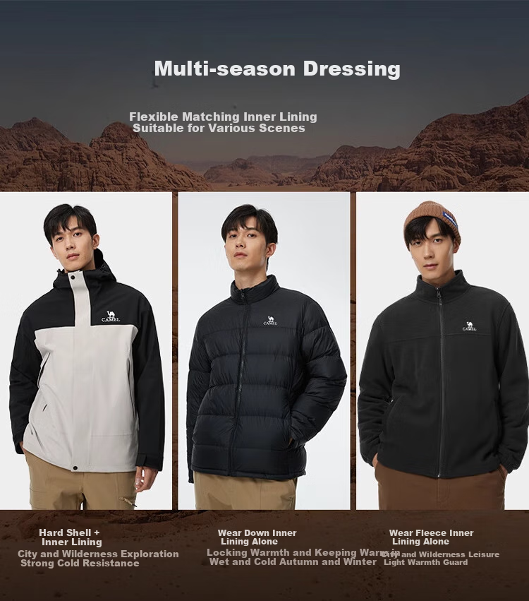 CAMEL North Wind Jacket Three-In Fleece Inner Layer for Men, Windproof And Waterproof Mountaineering Suit A13CAXX085XA XL 8