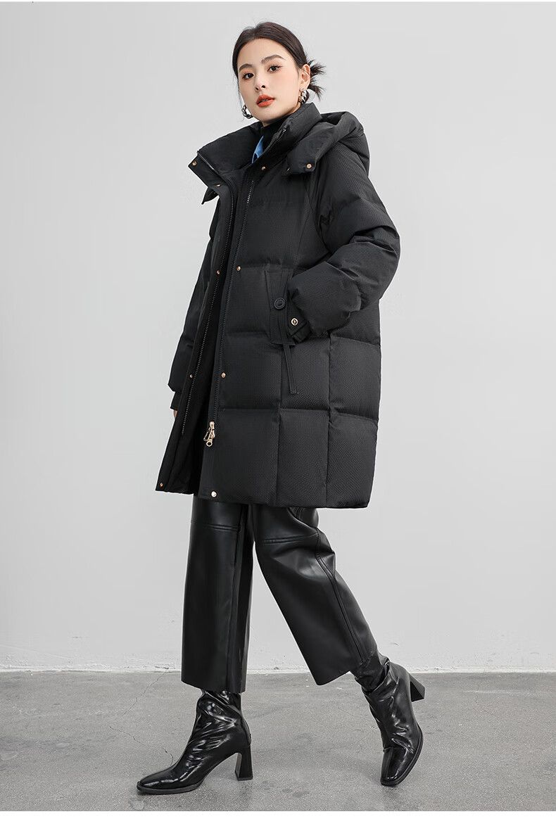 Yalu Long down Jacket for Women, 2026 New Style with Detachable Hood, Windproof, Warm, Fashionable, Thickened Autumn And Winter Coat 17