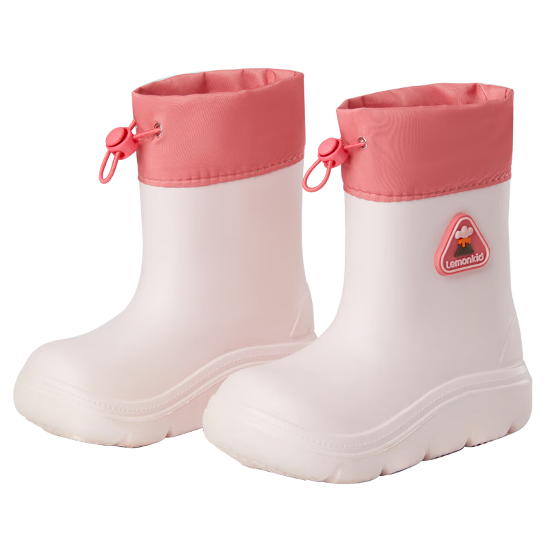 Lemonkid Children's Rain Boots, Waterproof Non-Slip School Shoes for Boys And Girls, Peach Pink, Size 32