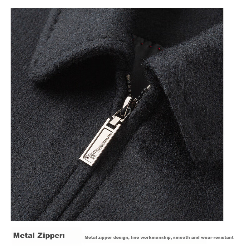 MONTAGUT Men's 100% Wool Jacket Lapel Double-Sided Woolen Coat Business Warm Outerwear Navy Blue Size 52 7