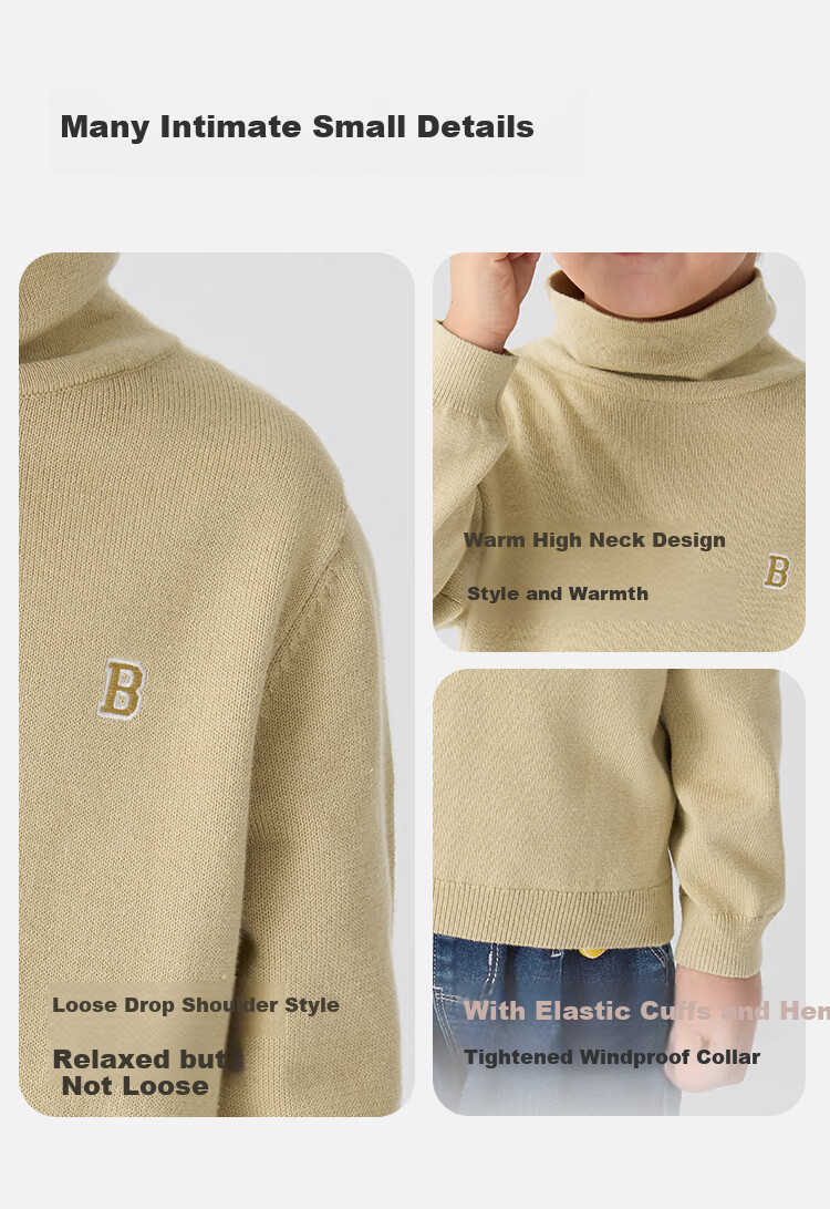 BALABALA Children's Clothing, Kids' Sweater, Boys And Girls Knitwear, New Winter Style, Turtleneck Base Layer, Versatile And Stylish Top 6