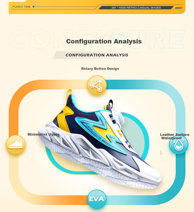 361° Children's Running Shoes, Autumn And Winter, for Boys And Girls Aged 3-14, Shock-Absorbing, Rotary Buckle, Leather Upper Sneakers, Black, Size 36 3