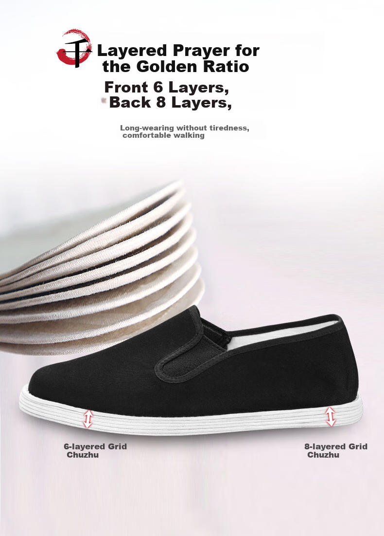 YUZHAOLIN Traditional Handmade Beijing Cloth Shoes with Thousand-Layer Sole, Slip-On Casual Low-Top Men's Shoes Y1S-1001 Round Toe Size 40 5