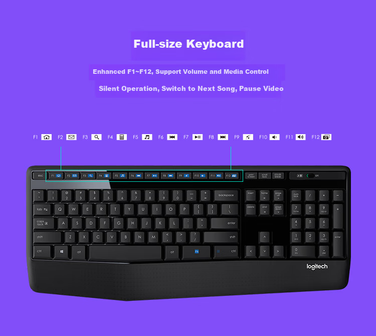 Logitech MK346P (Same As MK345 Appearance), Wireless Keyboard And Mouse Set, Office And Business Keyboard And Mouse Combo, Full-Size Keyboard with 104 Keys, Number Pad, Portable Black 4