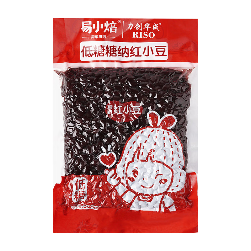 易小焙低糖糖纳红小豆500g 烘焙原料 熟红豆蜜豆甜品刨冰奶茶月饼馅