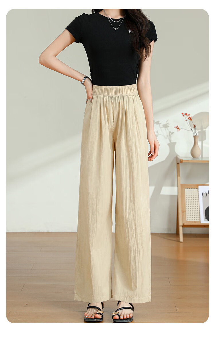 Jeanswest Casual Pants for Women, Summer Trendy Loose-Fitting Draping Solid Color Versatile Yamamoto Wide-Leg Pants, Pink, Size L 11