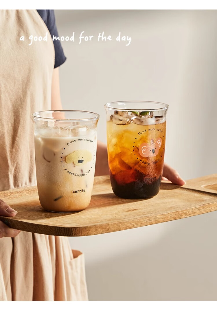 Carrot High Borosilicate Glass Cup Tea Juice Milk Coffee Cup High Aesthetic Home Use Heat Resistant Cotton Puppy 500ml 9