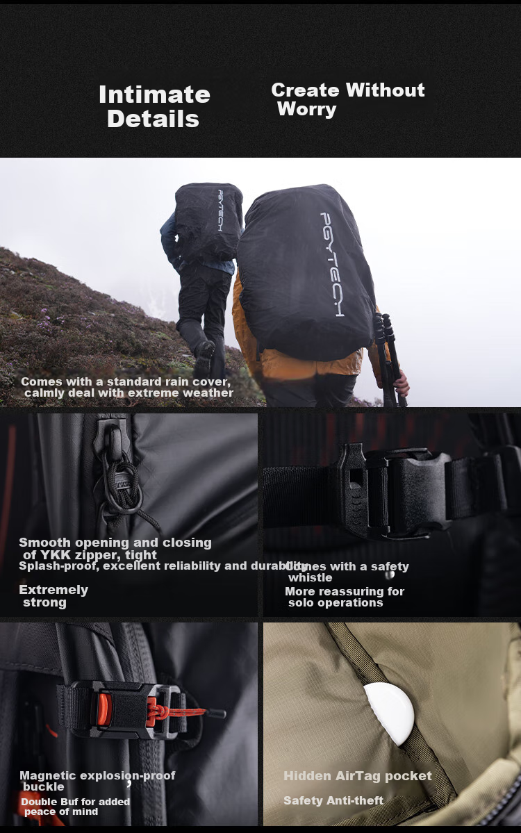 PGYTECH Camera Bag Onepro Dandelion Hiking Photography Bag DSLR Mirrorless Camera Backpack Professional Outdoor Short-Trip Travel Flex Adventure Version 30L Medium Inner Liner Set 19