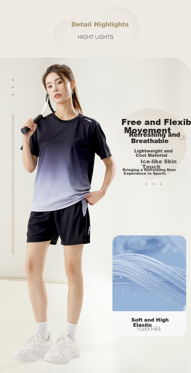 VICTORIATOURIST Women's Sports Set: Quick-Dry Running Shirt, Basketball And Badminton Outfit, Summer Shorts, T-Shirt, Yoga And Fitness Wear 3
