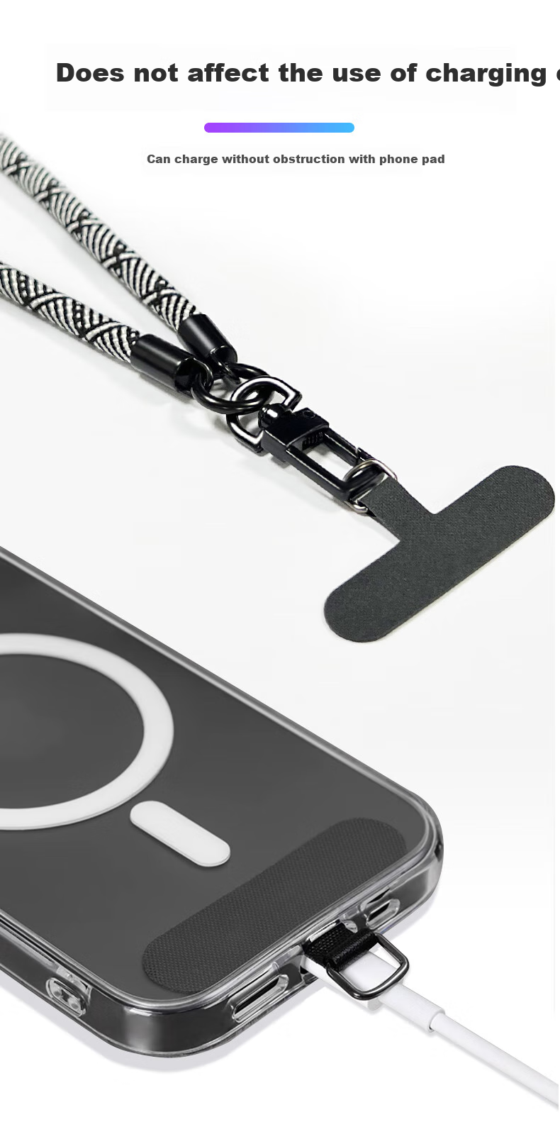 ALittleFlower Phone Lanyard, Neck Strap, Crossbody Strap, Thickened Accessory Case, Outdoor Anti-Theft Cord, Sports Travel Camera Phone Chain, Suitable for Huawei Mate 80/X7 Series, Zebra White Long 4