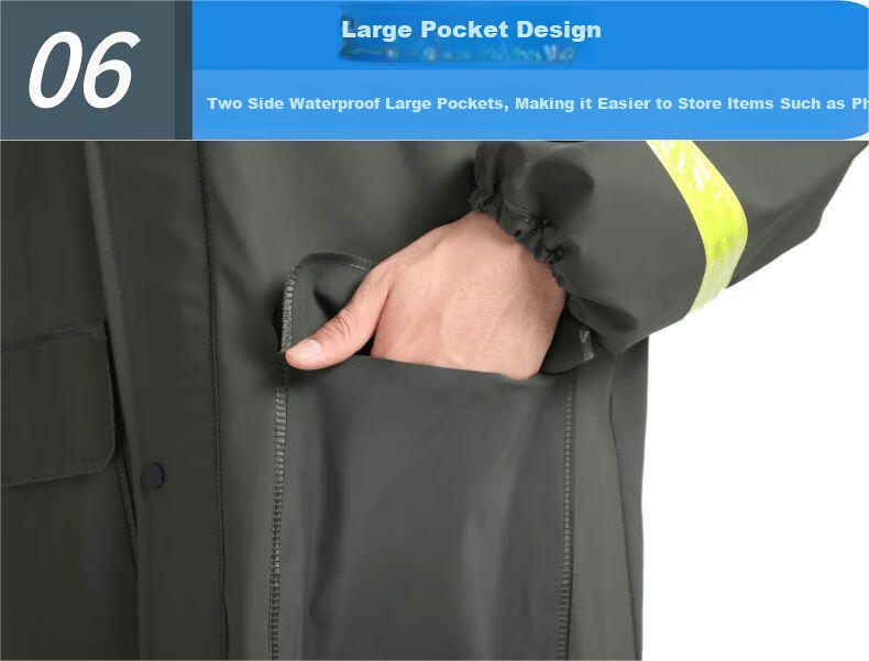 Zhaoshen Raincoat Set, Full-Body Protection against Heavy Rain, Adult Two-Piece Outdoor Construction Site Safety Reflective Raincoat, Double Pockets And Sleeves, Small Size 9